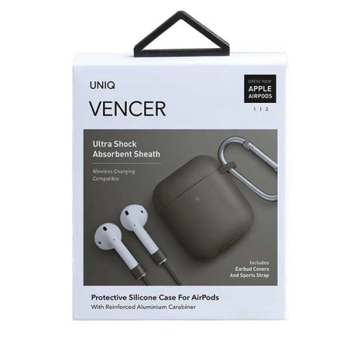Kup Etui UNIQ Vencer Apple AirPods 1/2 Silicon bej/sablon închis bej - UNIQ159SNDBEI - {ean13} - Sklep Home Screen
