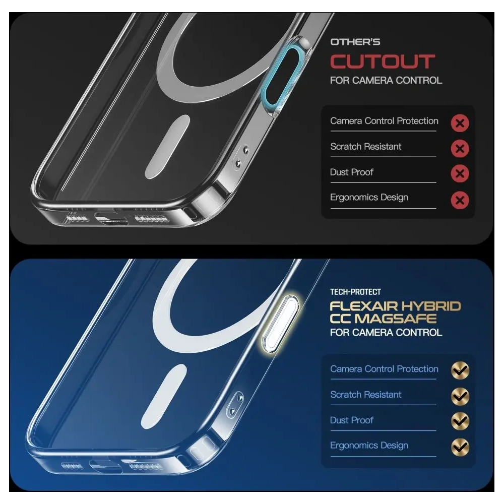Etui Tech-Protect Flexair Hybrid CC MagSafe Apple iPhone 16 Pro Max Clear