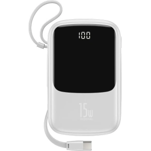 Powerbank Baseus Qpow z kablem USB-C, 10000mAh, 3A, 15W (biały)