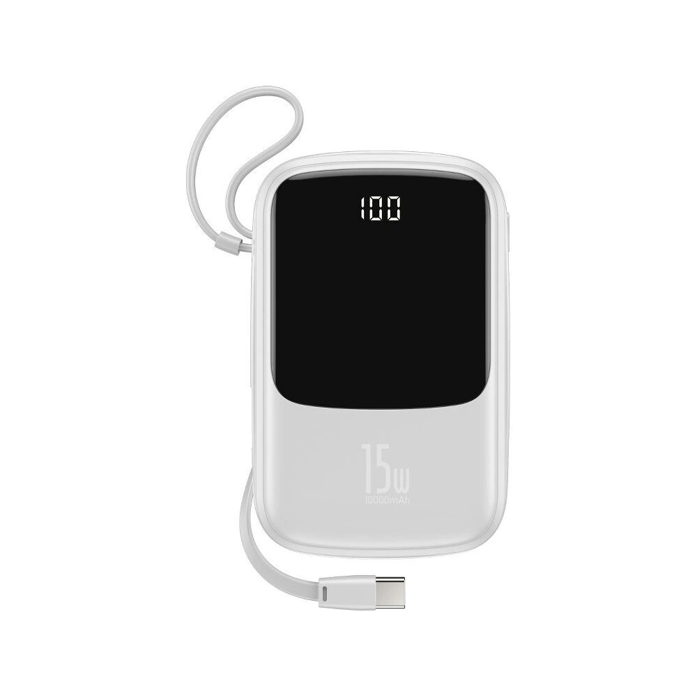 Powerbank Baseus Qpow z kablem USB-C, 10000mAh, 3A, 15W (biały)