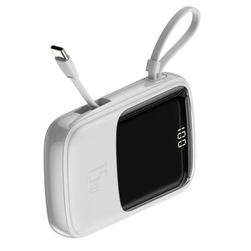 Kup Powerbank Baseus Qpow z kablem USB-C, 10000mAh, 3A, 15W (biały) - BSU1329WHT - {ean13} - Sklep Home Screen