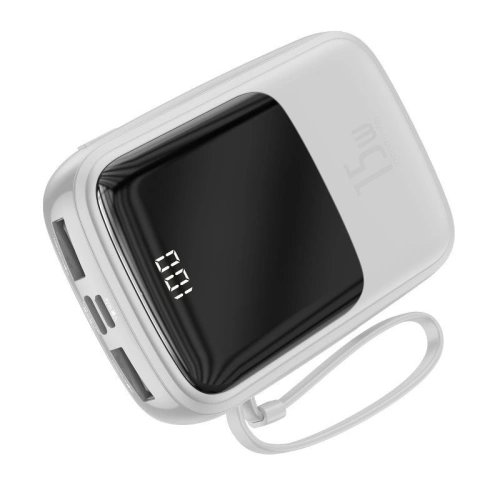 Kup Powerbank Baseus Qpow z kablem USB-C, 10000mAh, 3A, 15W (biały) - BSU1329WHT - {ean13} - Sklep Home Screen
