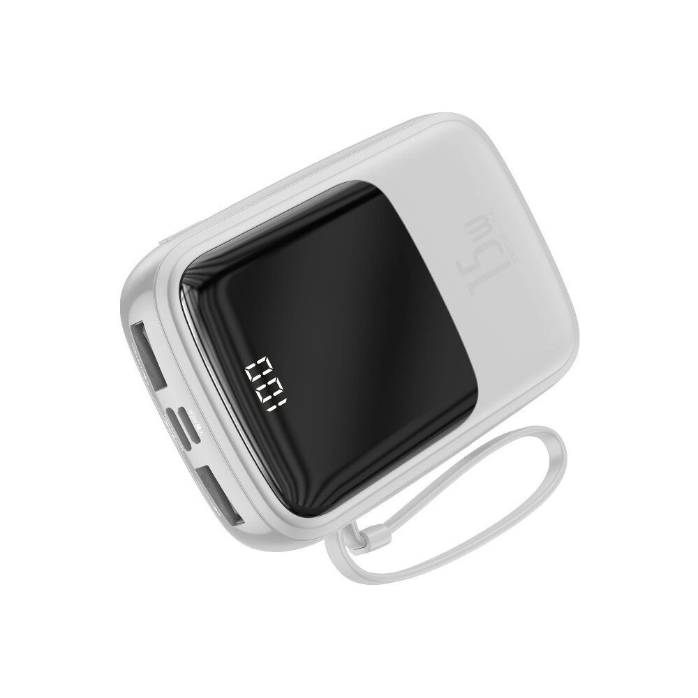 Powerbank Baseus Qpow z kablem USB-C, 10000mAh, 3A, 15W (biały)