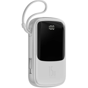 Powerbank Baseus Qpow z kablem USB-C, 10000mAh, 3A, 15W (biały)
