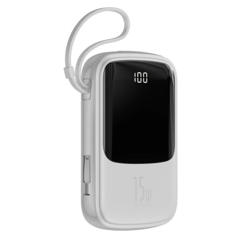 Kup Powerbank Baseus Qpow z kablem USB-C, 10000mAh, 3A, 15W (biały) - BSU1329WHT - {ean13} - Sklep Home Screen