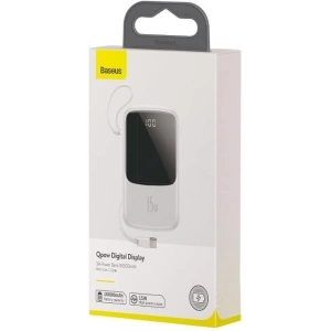Powerbank Baseus Qpow z kablem USB-C, 10000mAh, 3A, 15W (biały)