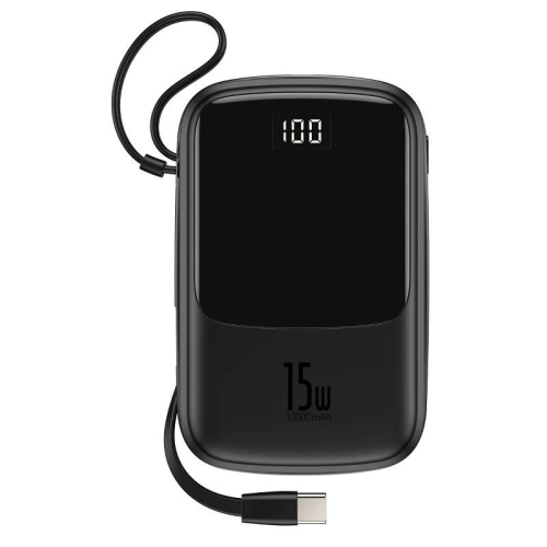 Kup Powerbank Baseus Qpow s kabelem USB-C, 10000mAh, 3A, 15W (černý) - BSU1330BLK - {ean13} - Sklep Home Screen