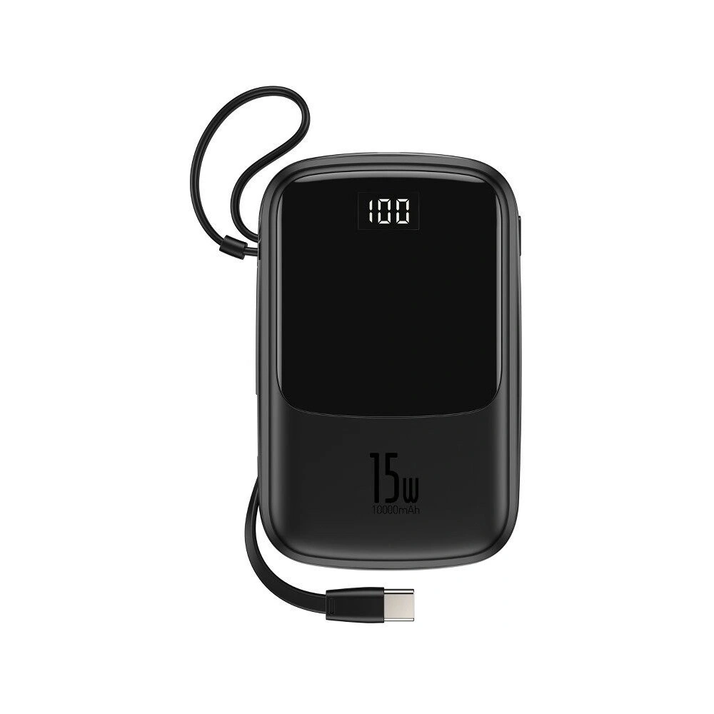Powerbank Baseus Qpow z kablem USB-C, 10000mAh, 3A, 15W (czarny)