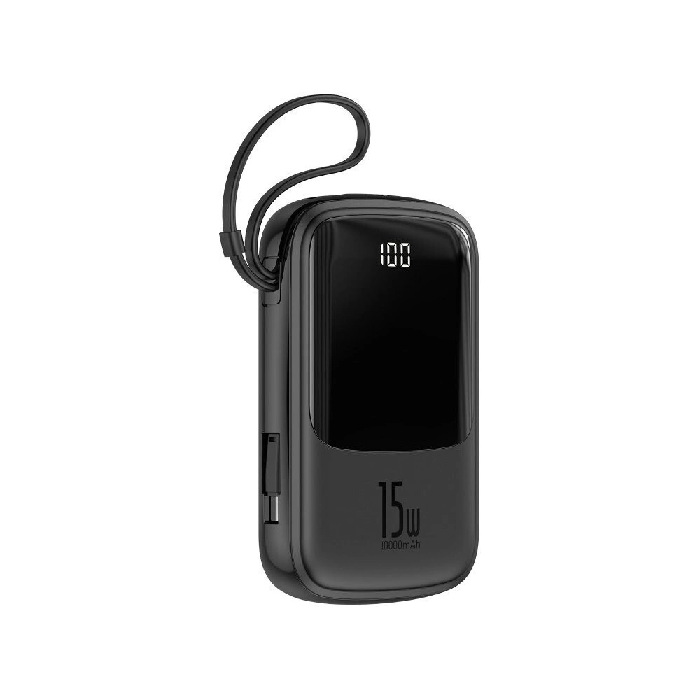 Powerbank Baseus Qpow z kablem USB-C, 10000mAh, 3A, 15W (czarny)