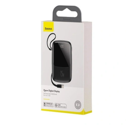 Kup Powerbank Baseus Qpow s kabelem USB-C, 10000mAh, 3A, 15W (černý) - BSU1330BLK - {ean13} - Sklep Home Screen