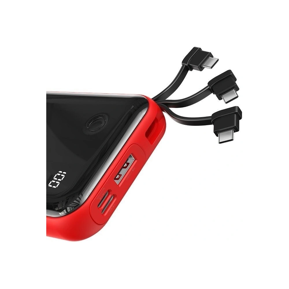 Powerbank Baseus Mini S z kablem USB-C, 10000mAh, 3A, 15W (czerwony)
