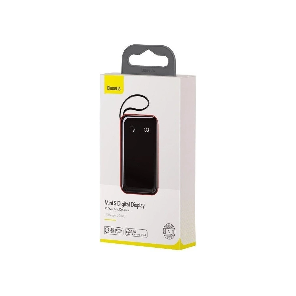 Powerbank Baseus Mini S z kablem USB-C, 10000mAh, 3A, 15W (czerwony)