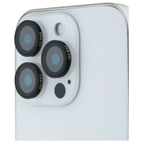 Kup Tvrzené sklo na objektiv fotoaparátu Guess GUCL163SAGK Apple iPhone 16 Pro / 16 Pro Max Ochranný kovový objektiv černý/black - GUE4202 - {ean13} - Sklep Home Screen