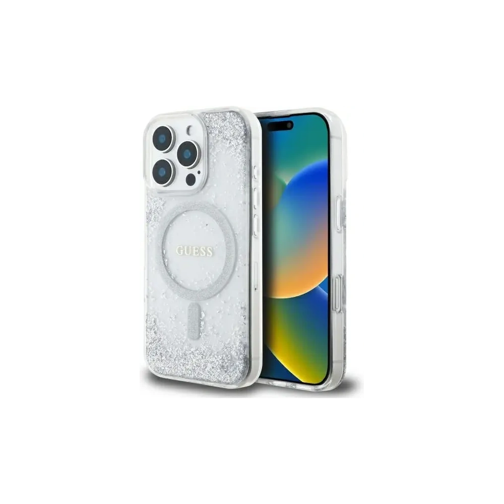 Etui Guess GUHMP16LRGRGES Apple iPhone 16 Pro hardcase Resin Gradient Glitter MagSafe srebrny/silver