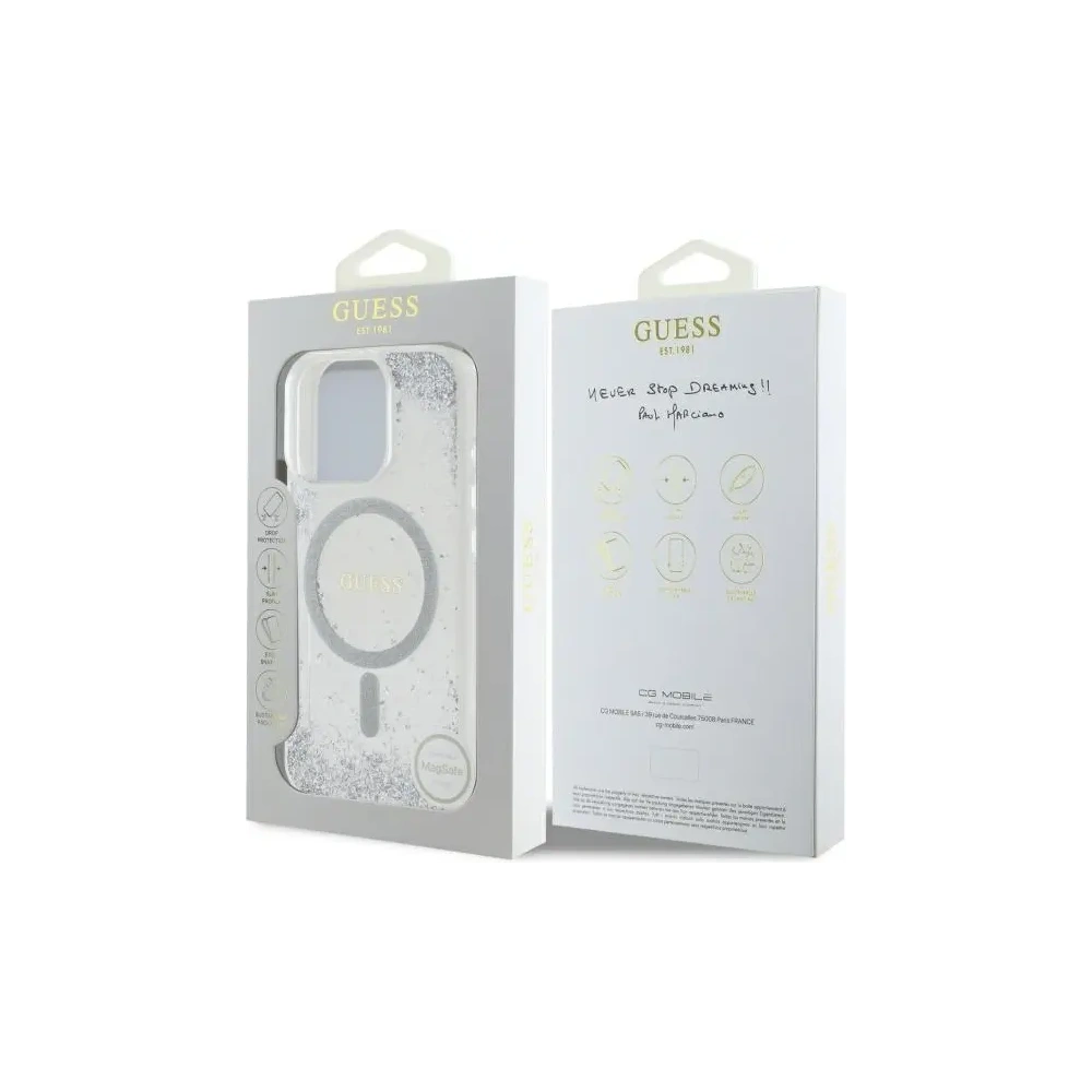 Etui Guess GUHMP16LRGRGES Apple iPhone 16 Pro hardcase Resin Gradient Glitter MagSafe srebrny/silver