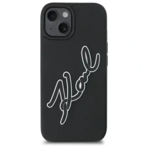 Buy Karl Lagerfeld KLHCP15S3DRKSDLK Apple iPhone 15 hardcase 3D Rubber Signature black - KLD21840 - {ean13} - Home Screen Store Europe
