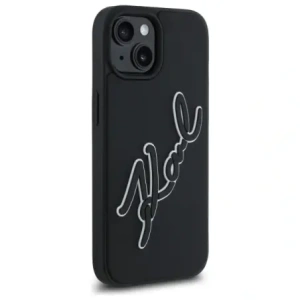 Buy Karl Lagerfeld KLHCP15S3DRKSDLK Apple iPhone 15 hardcase 3D Rubber Signature black - KLD21840 - {ean13} - Home Screen Store Europe