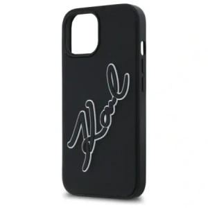 Buy Karl Lagerfeld KLHCP15S3DRKSDLK Apple iPhone 15 hardcase 3D Rubber Signature black - KLD21840 - {ean13} - Home Screen Store Europe