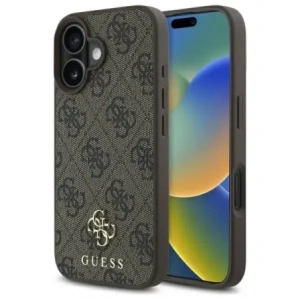 Buy Guess GUHMP16SP4SM4MW Apple iPhone 16 hardcase 4G Small Classic MagSafe brown - GUE4208 - {ean13} - Home Screen Store Europe