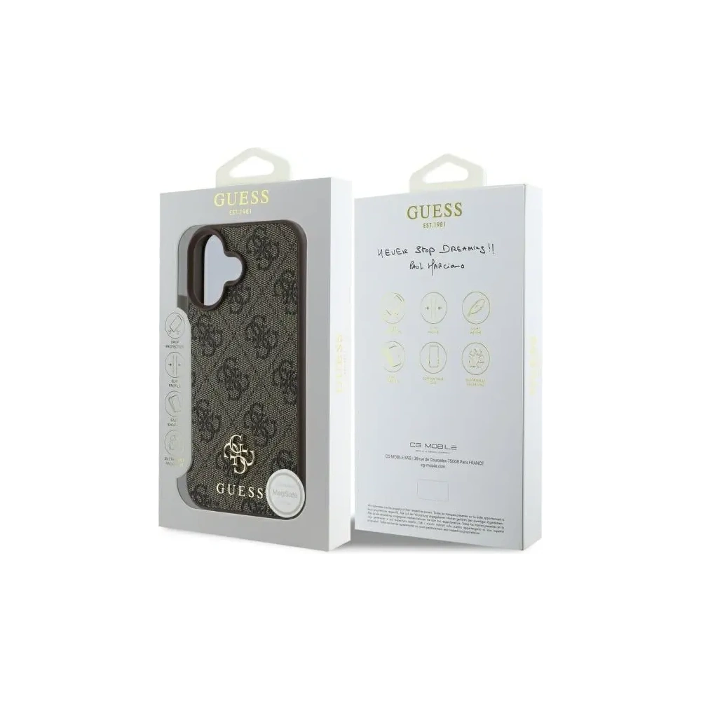 Etui Guess GUHMP16SP4SM4MW Apple iPhone 16 hardcase 4G Small Classic MagSafe brązowy/brown