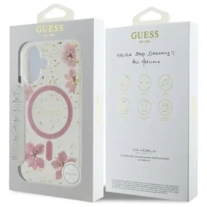 Kup Etui Guess GUHMP16SRBFGFGMP Apple iPhone 16 hardcase Resin Flower Glitter MagSafe różowy/pink - GUE4209 - {ean13} - Sklep Home Screen