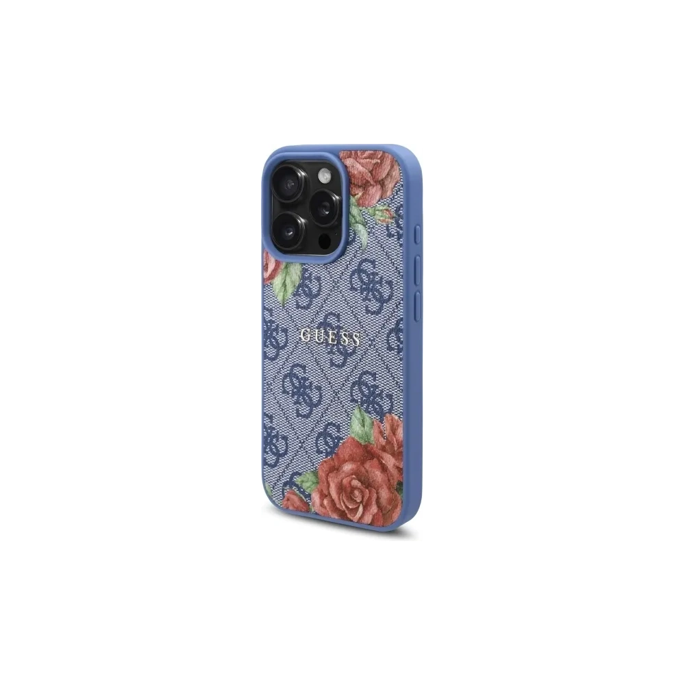 Etui Guess GUHMP16XP4ROPEMCB Apple iPhone 16 Pro Max hardcase 4G Flowers Print MagSafe niebieski/blue
