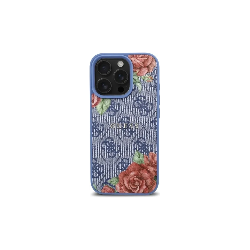 Etui Guess GUHMP16XP4ROPEMCB Apple iPhone 16 Pro Max hardcase 4G Flowers Print MagSafe niebieski/blue
