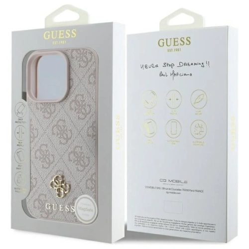 Buy Guess GUHMP16XP4SM4MP Apple iPhone 16 Pro Max hardcase 4G Small Classic MagSafe pink - GUE4211 - {ean13} - Home Screen Store Europe