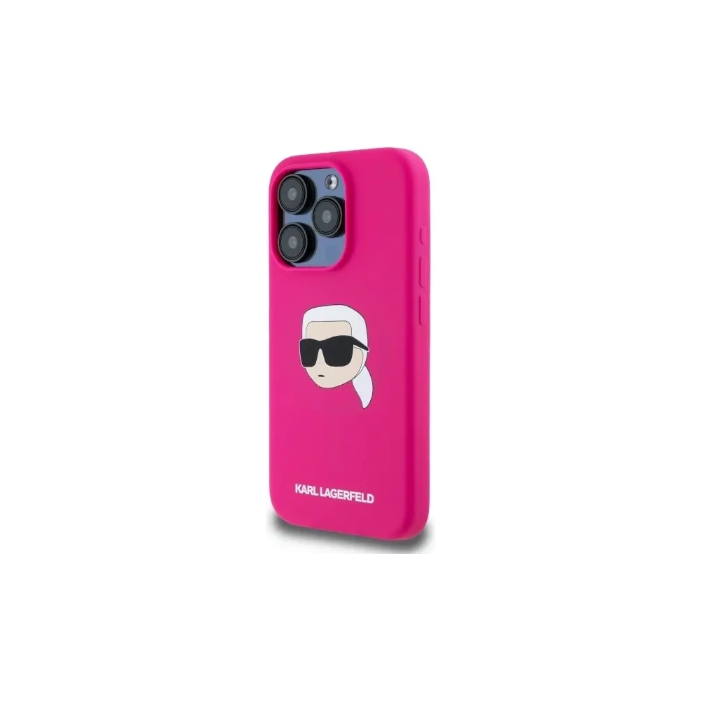 Etui Karl Lagerfeld KLHMP15LSKHPPLF Apple iPhone 15 Pro hardcase Silicone Karl Head Print MagSafe fuksja/fuschia