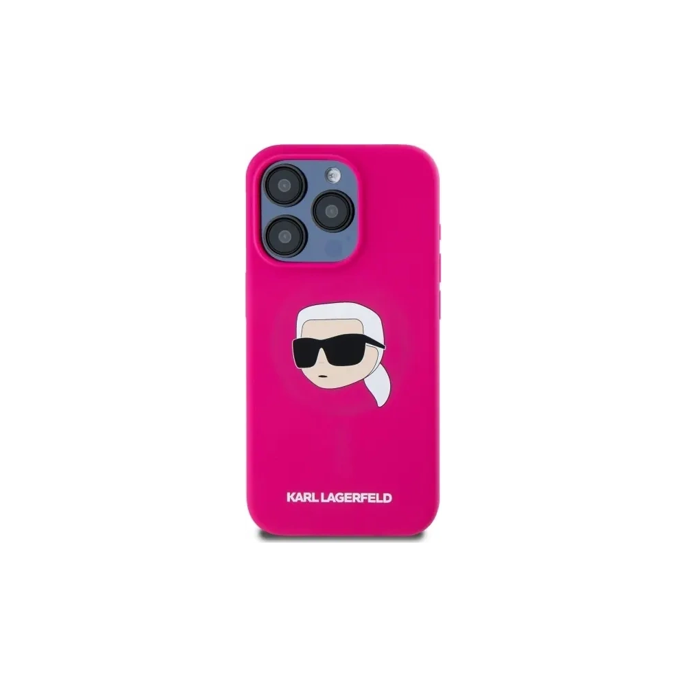 Etui Karl Lagerfeld KLHMP15LSKHPPLF Apple iPhone 15 Pro hardcase Silicone Karl Head Print MagSafe fuksja/fuschia