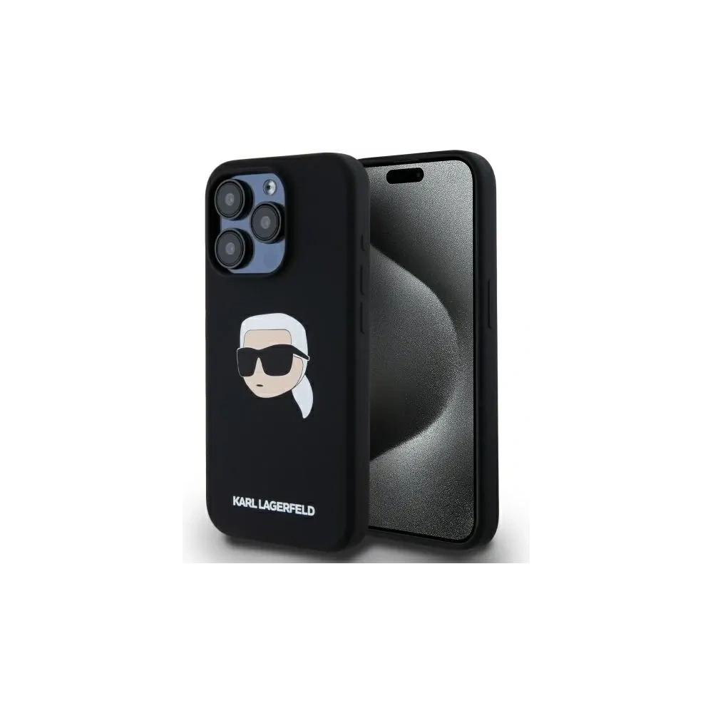 Etui Karl Lagerfeld KLHMP15LSKHPPLK Apple iPhone 15 Pro hardcase Silicone Karl Head Print MagSafe czarny/black
