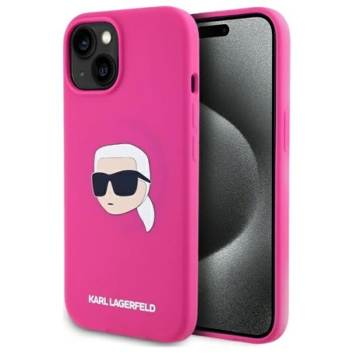 Kup Etui Karl Lagerfeld KLHMP15SSKHPPLF Apple iPhone 15 hardcase silikon Karl Head Print MagSafe fuchsie/fuchsie - KLD21846 - {ean13} - Sklep Home Screen