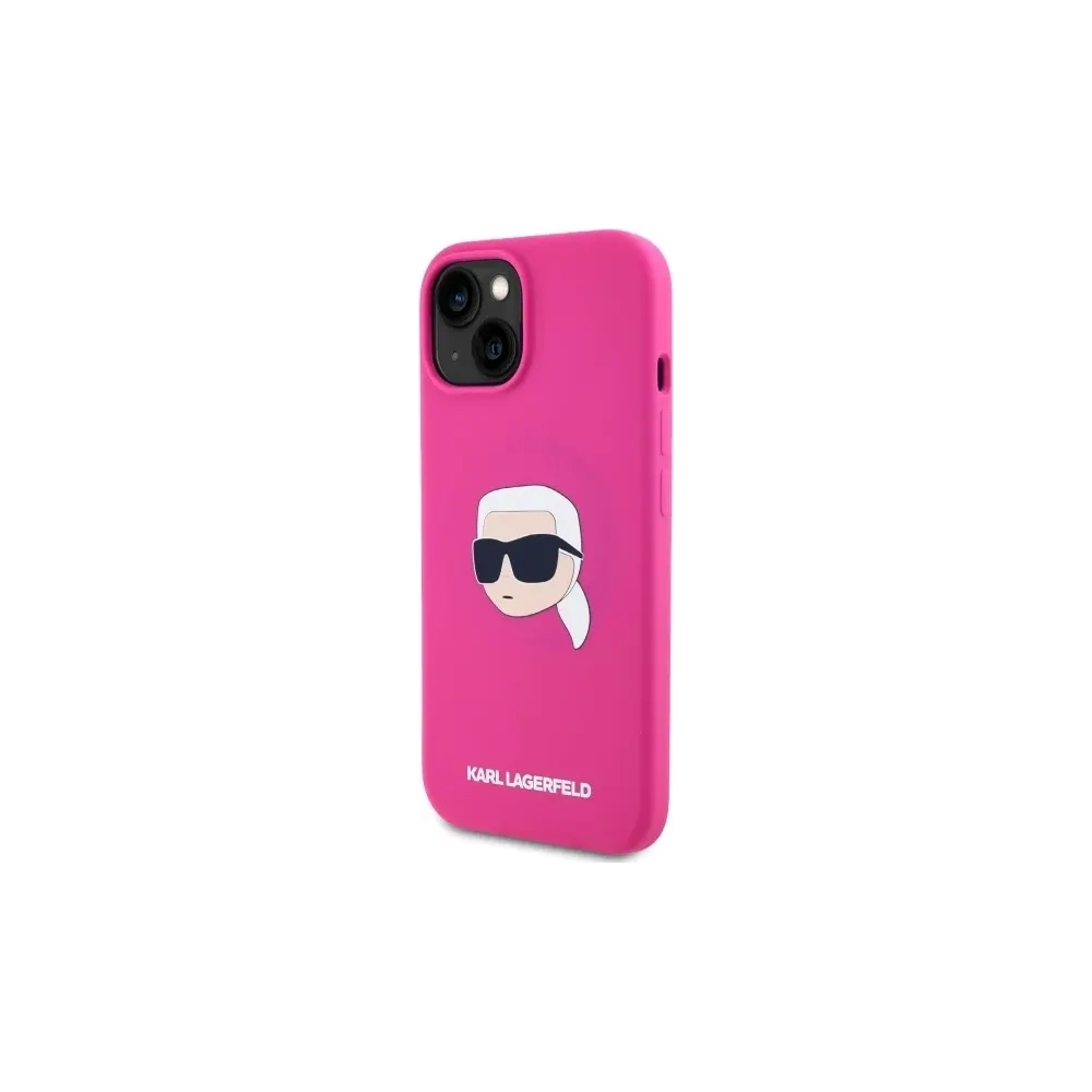 Etui Karl Lagerfeld KLHMP15SSKHPPLF Apple iPhone 15 hardcase Silicone Karl Head Print MagSafe fuksja/fuschia