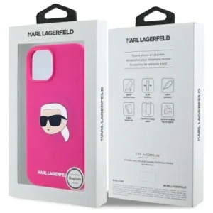 Buy Karl Lagerfeld KLHMP15SSKHPPLF Apple iPhone 15 hardcase Silicone Karl Head Print MagSafe fuschia - KLD21846 - {ean13} - Home Screen Store Europe