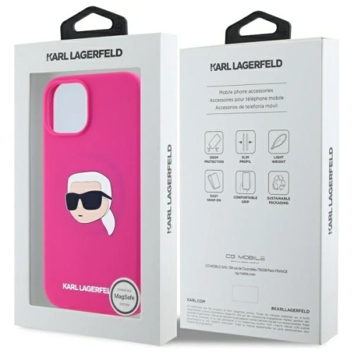 Kup Etui Karl Lagerfeld KLHMP15SSKHPPLF Apple iPhone 15 hardcase silikon Karl Head Print MagSafe fuchsie/fuchsie - KLD21846 - {ean13} - Sklep Home Screen