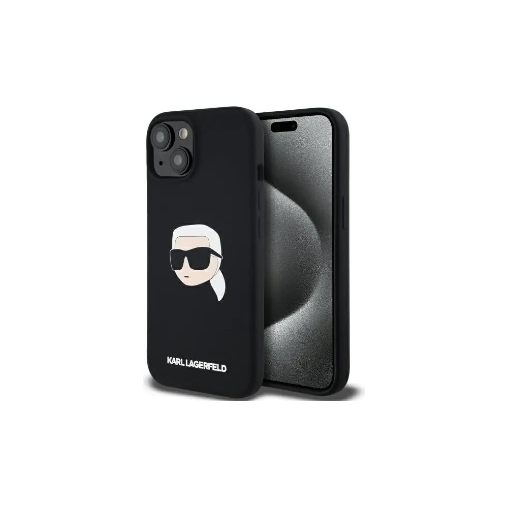 Etui Karl Lagerfeld KLHMP15SSKHPPLK Apple iPhone 15 hardcase Silicone Karl Head Print MagSafe czarny/black