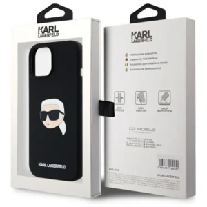 Buy Karl Lagerfeld KLHMP15SSKHPPLK Apple iPhone 15 hardcase Silicone Karl Head Print MagSafe black - KLD21847 - {ean13} - Home Screen Store Europe