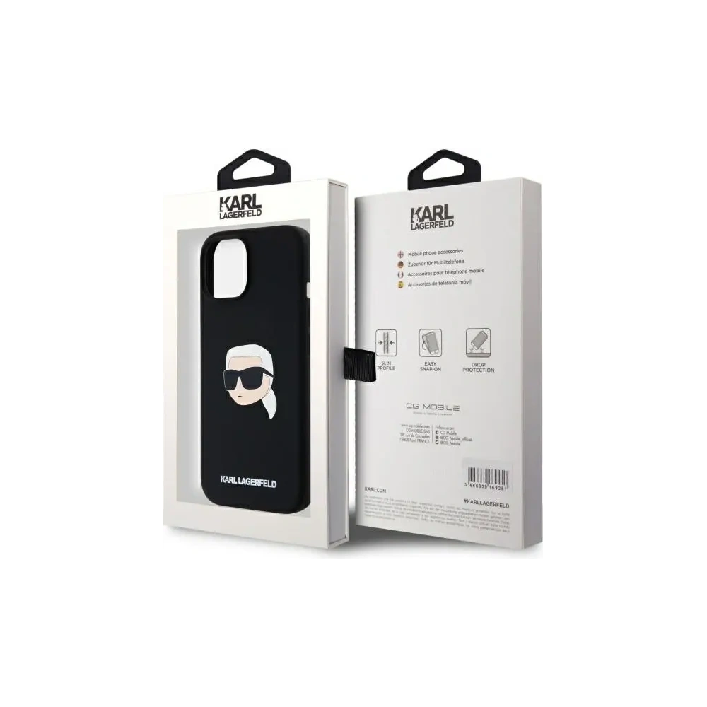 Etui Karl Lagerfeld KLHMP15SSKHPPLK Apple iPhone 15 hardcase Silicone Karl Head Print MagSafe czarny/black