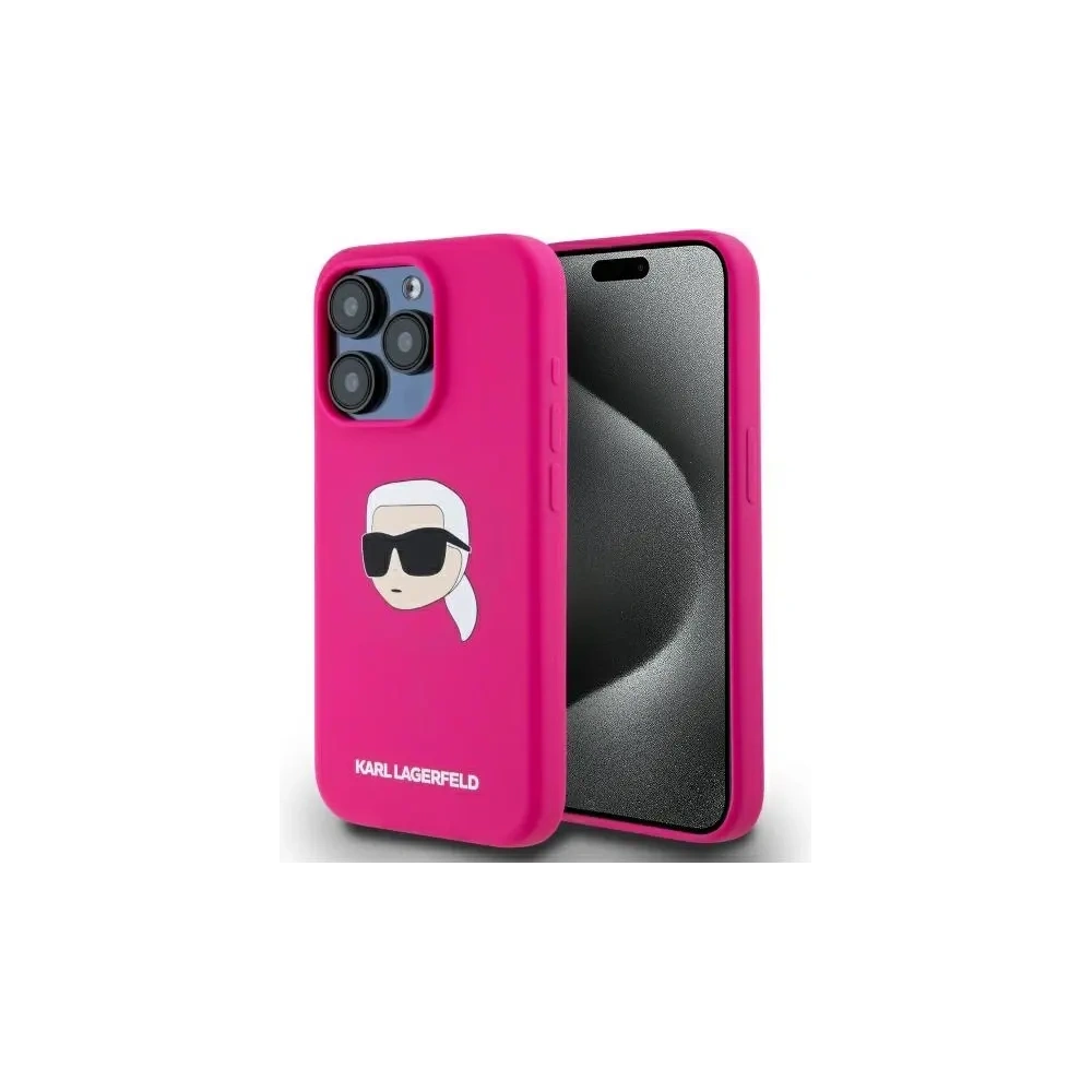 Etui Karl Lagerfeld KLHMP15XSKHPPLF Apple iPhone 15 Pro Max hardcase Silicone Karl Head Print MagSafe fuksja/fuschia
