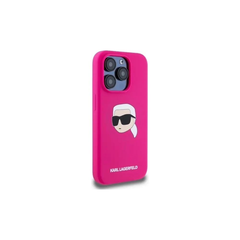 Etui Karl Lagerfeld KLHMP15XSKHPPLF Apple iPhone 15 Pro Max hardcase Silicone Karl Head Print MagSafe fuksja/fuschia