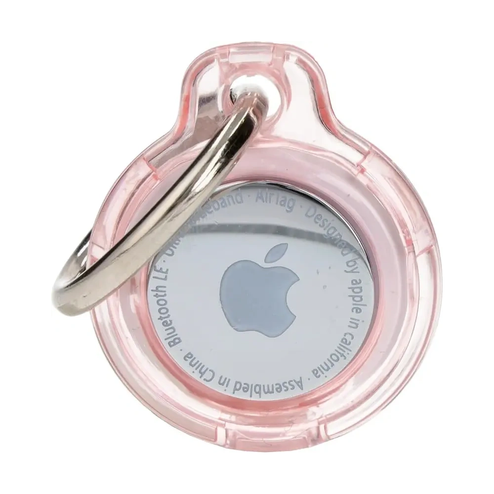 Etui Bizon Case Locator Keychain do Apple AirTag przezroczysto-różowe