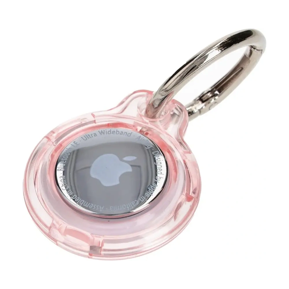 Etui Bizon Case Locator Keychain do Apple AirTag przezroczysto-różowe