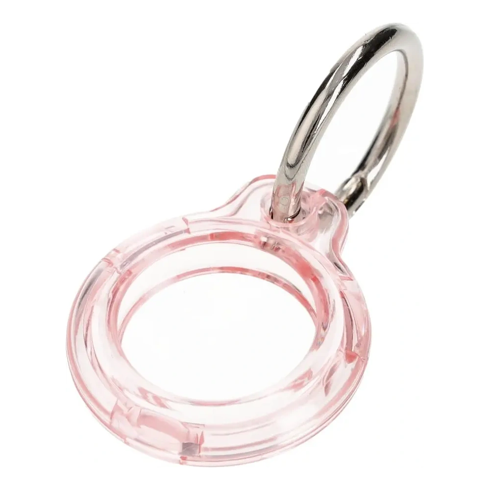 Etui Bizon Case Locator Keychain do Apple AirTag przezroczysto-różowe
