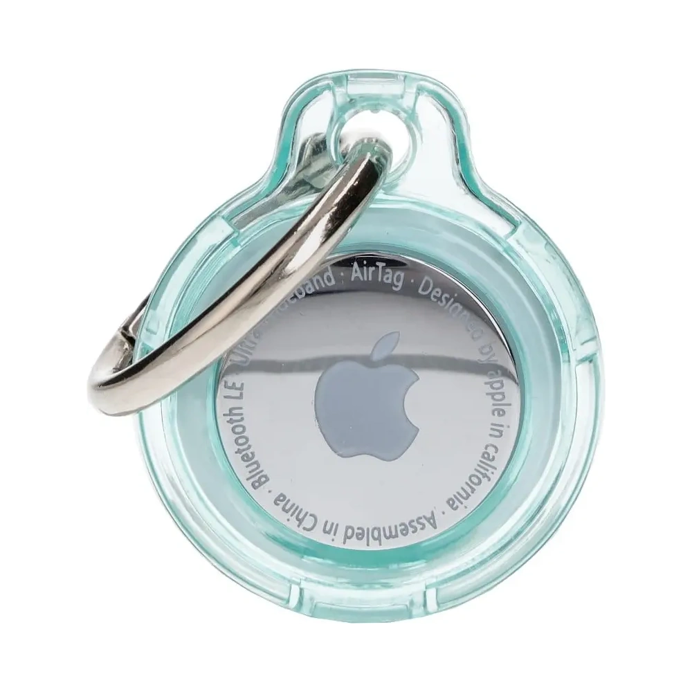 Etui Bizon Case Locator Keychain do Apple AirTag przezroczysto-miętowe