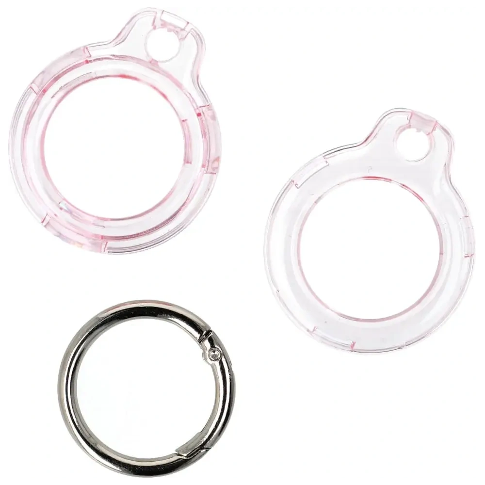 Etui Bizon Case Locator Keychain do Apple AirTag przezroczysto-różowe