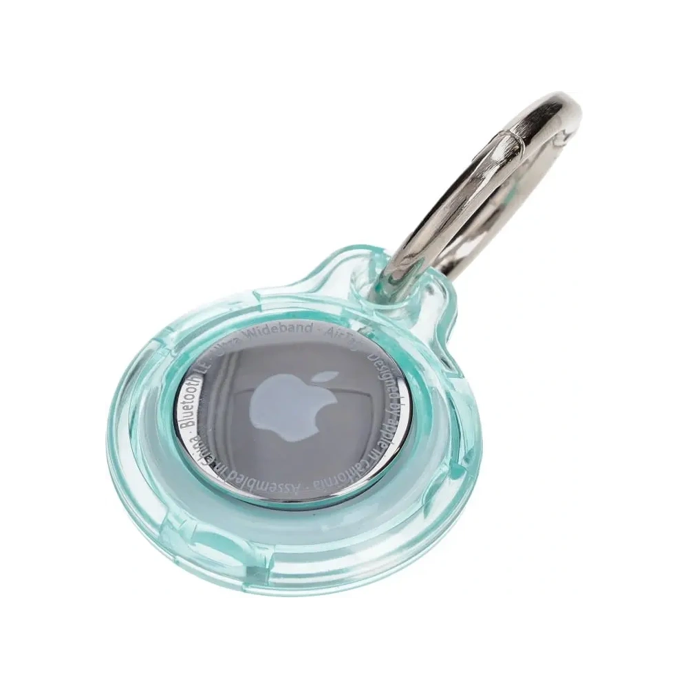 Etui Bizon Case Locator Keychain do Apple AirTag przezroczysto-miętowe