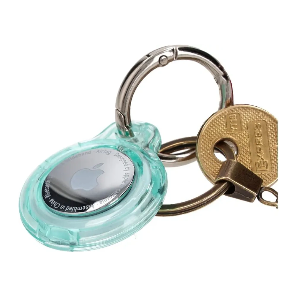 Etui Bizon Case Locator Keychain do Apple AirTag przezroczysto-miętowe