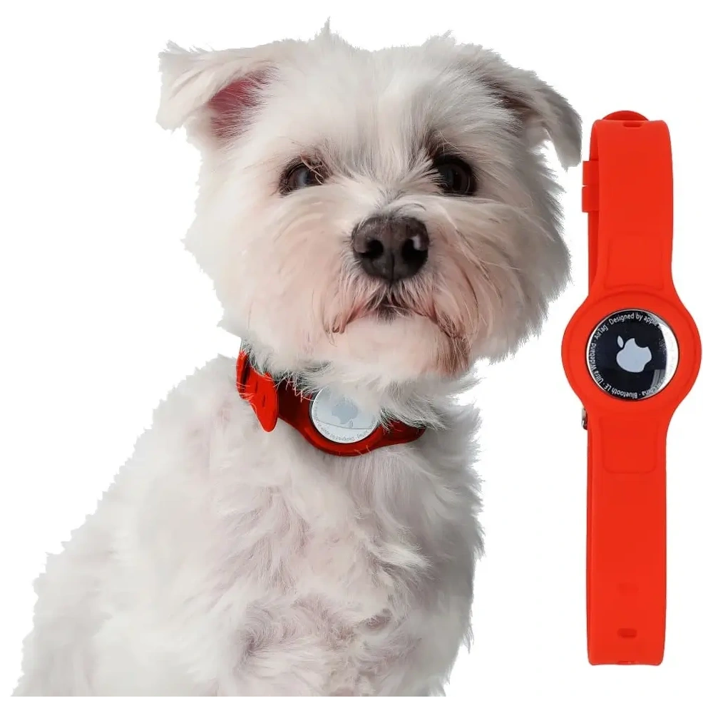 Etui Bizon Case Locator Pets do Apple AirTag czerwone