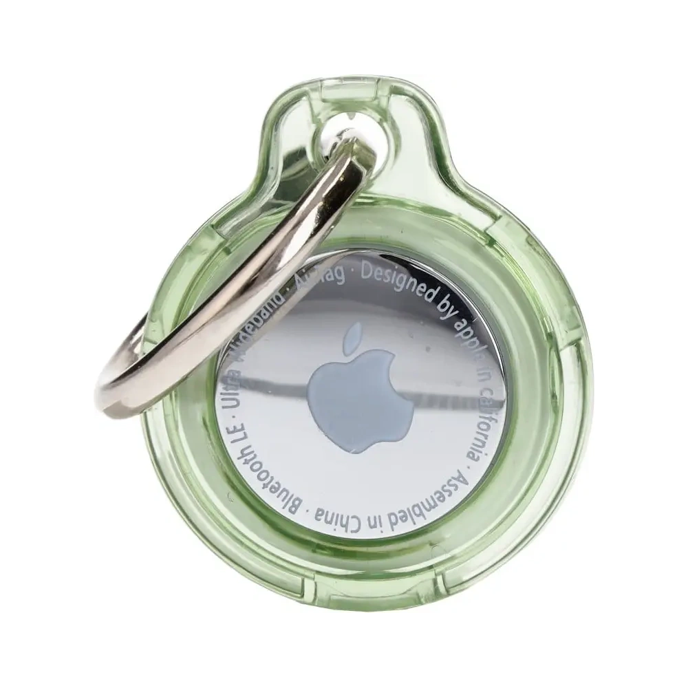 Etui Bizon Case Locator Keychain do Apple AirTag przezroczysto-zielone