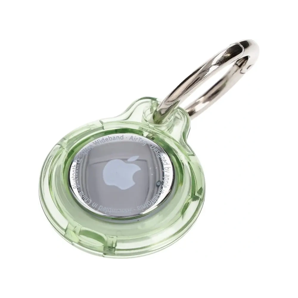 Etui Bizon Case Locator Keychain do Apple AirTag przezroczysto-zielone